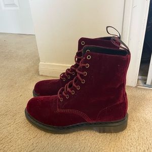 Brand new burgundy/oxblood velvet Dr Martens